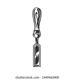 Vintage modern monochrome black chisel. Design element on white background isolated. Vector illustration.