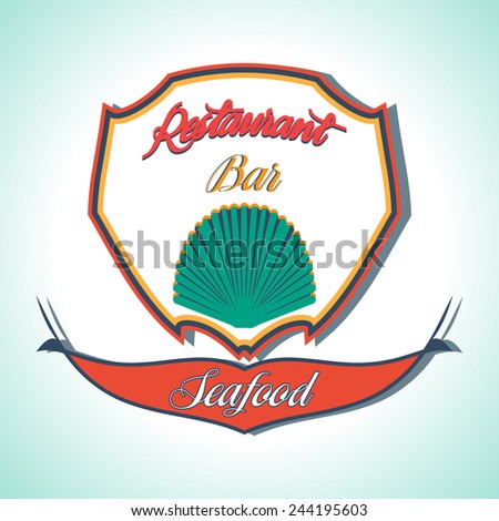 Vintage Modern Seafood Label Restaurant Logo Stock Vector Royalty