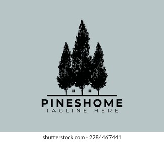 Vintage-Logo für modernes, einfaches Pinienhaus