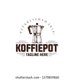vintage mokka pot logo traditional old. vintage logo icon template background.