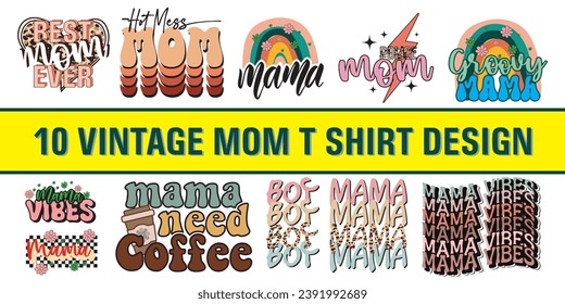 Vintage Mom Bundle | Mama T-shirt Design Bundle | Mother's Day T-shirt Design Idea bundle | Mom Designs | Retro Hippy Mom T-shirt- Mama Leopard Png - leopard mama t shirt design bundle 