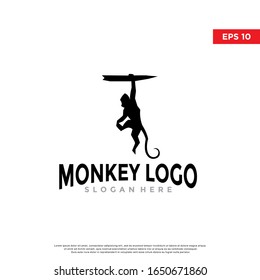 logo de mono vintage. icono moderno, diseño de plantilla