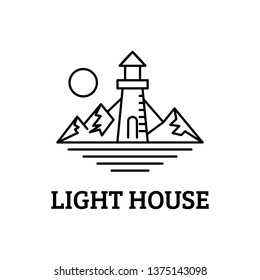 vintage mono line monogram light house logo - clip art vector