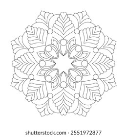 Vintage monochrime mandala coloring book page for Kids. Easy Mandala Coloring Book Pages for Adults to Relax, Experiences Give Relief. Resizeable Vector File