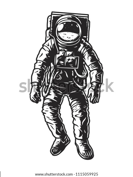 Vintage Monochrome Astronaut Concept Space Suit Stock Vector (Royalty ...