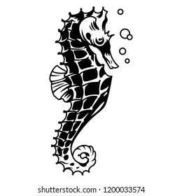 Vintage monochrome beautiful seahorse concept isolated vector illustration