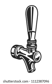 Vintage monochrome beer tap template isolated vector illustration