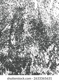 Vintage monochrome black and white grunge texture. The pattern of ink spots, splashe, Destroyed crumbled plaster on aged painted brushed surface. Shabby exterior city putty. Rough grunge chipped edges