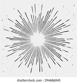 Vintage monochrome bursting rays. Vector illustration, great for retro style projects
