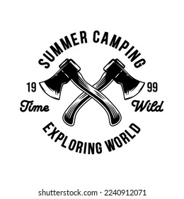 Vintage monochrome camping logos vector template
