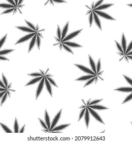 Vintage monochrome cannabis leaf