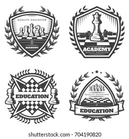 Vintage Monochrome Chess Emblems Set