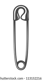 Vintage monochrome closed safety pin template isolated vector illustration