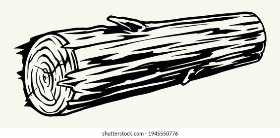 Vintage monochrome concept of wood log isolated vector illustration