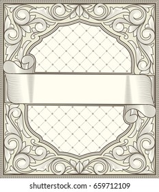 Vintage monochrome decorative ornate card