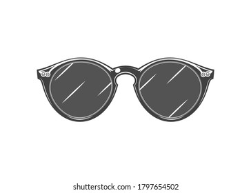 Vintage monochrome detailed sunglasses illustration. Isolated vector template