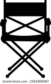 Vintage monochrome Director Chair icon, use in video production or movie and cinema industry, Movie Clapper. Mockup, isolated on transparent background, doodle drawing elements graphic design