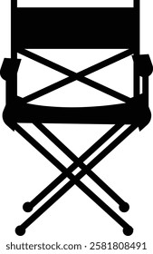 Vintage monochrome Director Chair icon, use in video production or movie and cinema industry, Movie Clapper. Mockup, isolated on transparent background, doodle drawing elements graphic design