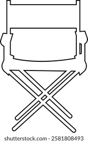 Vintage monochrome Director Chair icon, use in video production or movie and cinema industry, Movie Clapper. Mockup, isolated on transparent background, doodle drawing elements graphic design