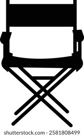 Vintage monochrome Director Chair icon, use in video production or movie and cinema industry, Movie Clapper. Mockup, isolated on transparent background, doodle drawing elements graphic design