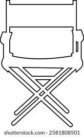 Vintage monochrome Director Chair icon, use in video production or movie and cinema industry, Movie Clapper. Mockup, isolated on transparent background, doodle drawing elements graphic design