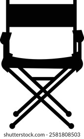 Vintage monochrome Director Chair icon, use in video production or movie and cinema industry, Movie Clapper. Mockup, isolated on transparent background, doodle drawing elements graphic design