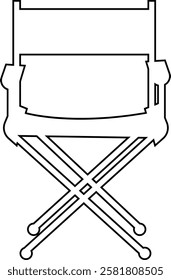 Vintage monochrome Director Chair icon, use in video production or movie and cinema industry, Movie Clapper. Mockup, isolated on transparent background, doodle drawing elements graphic design