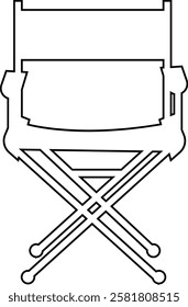 Vintage monochrome Director Chair icon, use in video production or movie and cinema industry, Movie Clapper. Mockup, isolated on transparent background, doodle drawing elements graphic design