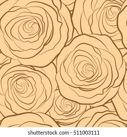 Vintage monochrome floral vector wedding invitation with abstract English roses, botanical natural beige rose seamless pattern.