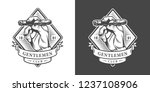 Vintage monochrome gentleman club label with male hand holding cuban cigar isolated vector illustration