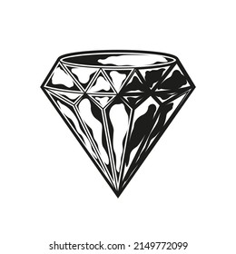 Vintage monochrome highly detailed gem illustration. Isolated vector template