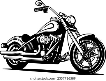 Vintage monochrome motorcycle on white background
