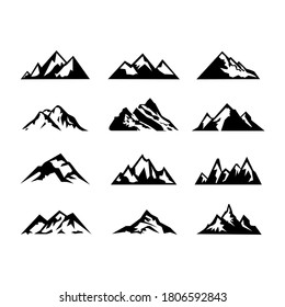 Vintage monochrome mountains set vector