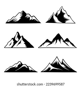Vintage monochrome mountains set vector