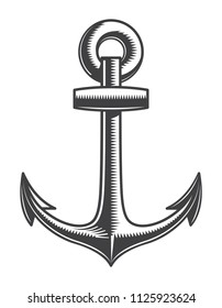 Vintage monochrome nautical anchor template isolated vector illustration