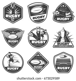 Vintage Monochrome Rugby Labels Set