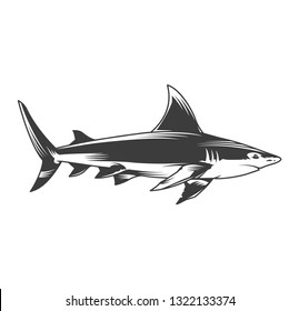 Vintage Monochrome Shark Side View Concept Stock Vector (Royalty Free ...