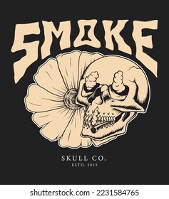 Vintage monochrome skull design vector illustration