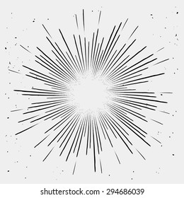 Vintage monochrome sunburst. Vector illustration