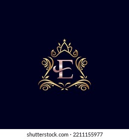Vintage Monogram Alphabet E Letter