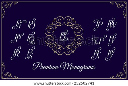 Vintage monogram design template with combinations of capital letters PN PO PP PQ PR PS PT PU PV PW PX PY PZ. Vector illustration. Zdjęcia stock © 