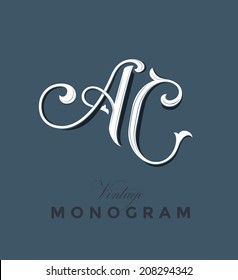 Vintage Monogram Emblem with Letters A and C 