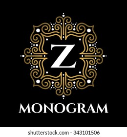 Vintage monogram frame template