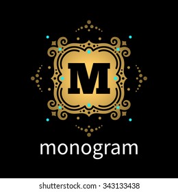Vintage monogram frame template