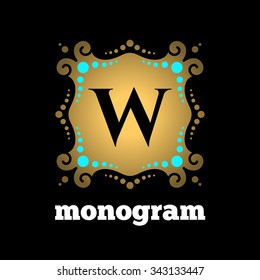 Vintage monogram frame template