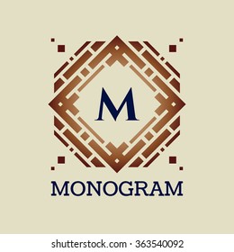 Vintage monogram frame template