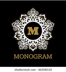 Vintage monogram frame template