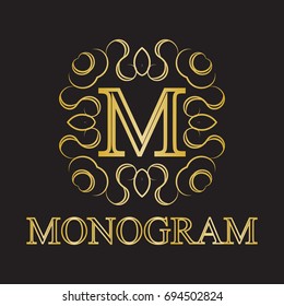 Vintage monogram frame template. Design elements. Vector illustration.