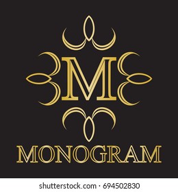 Vintage monogram frame template. Design elements. Vector illustration.
