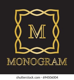 Vintage monogram frame template. Design elements. Vector illustration.
